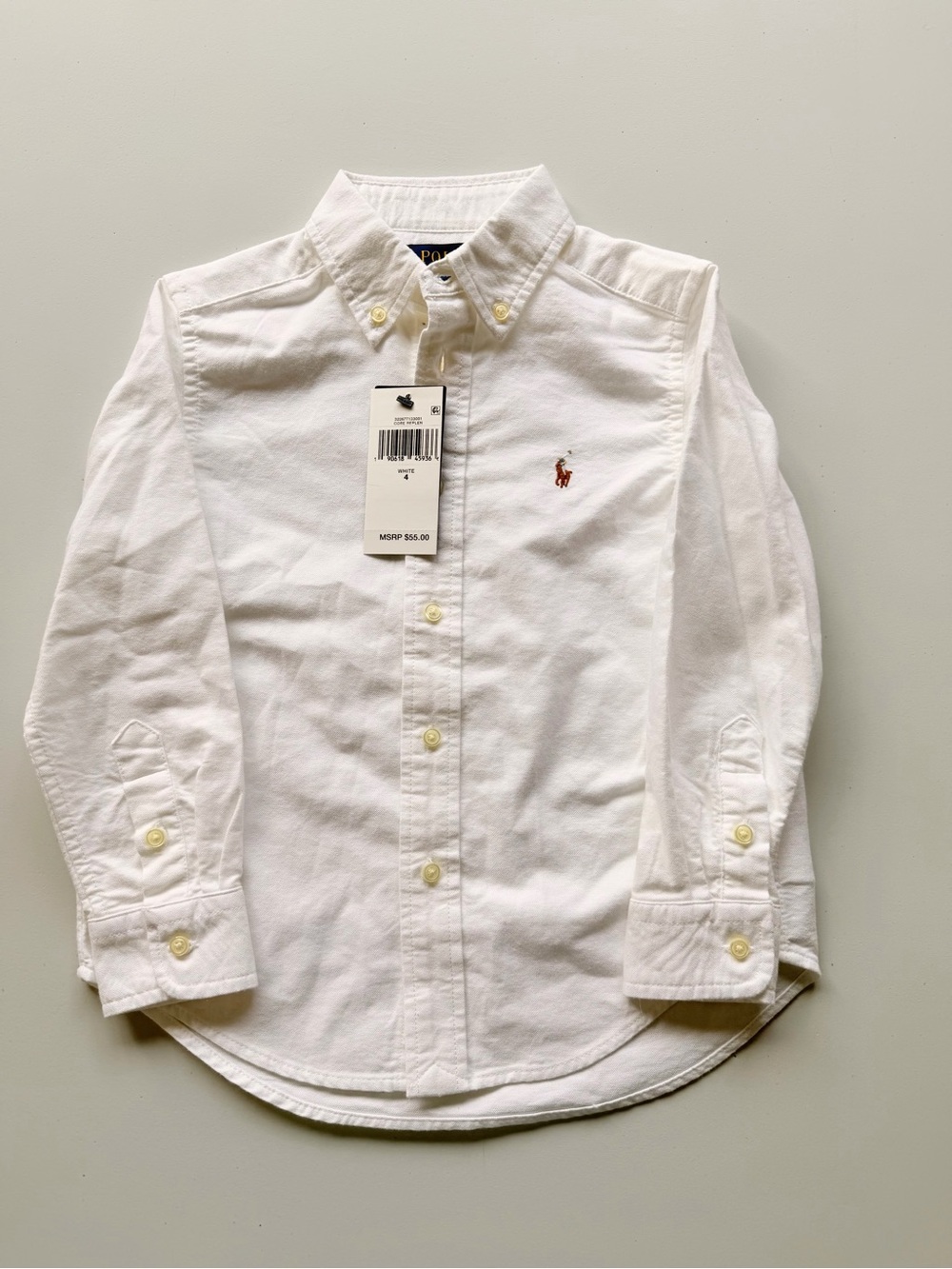 Ralph Lauren White Button-Down Oxford Shirt with Pony Logo